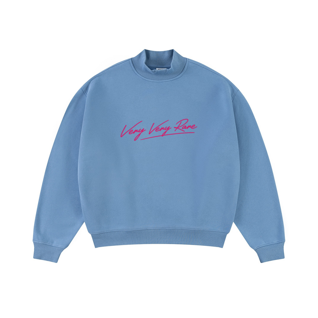 370GSM  Unisex Raw-Edge Ripped French Terry PP-Sprayed Sweatshirt Medium Blue