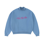 370GSM  Unisex Raw-Edge Ripped French Terry PP-Sprayed Sweatshirt Medium Blue