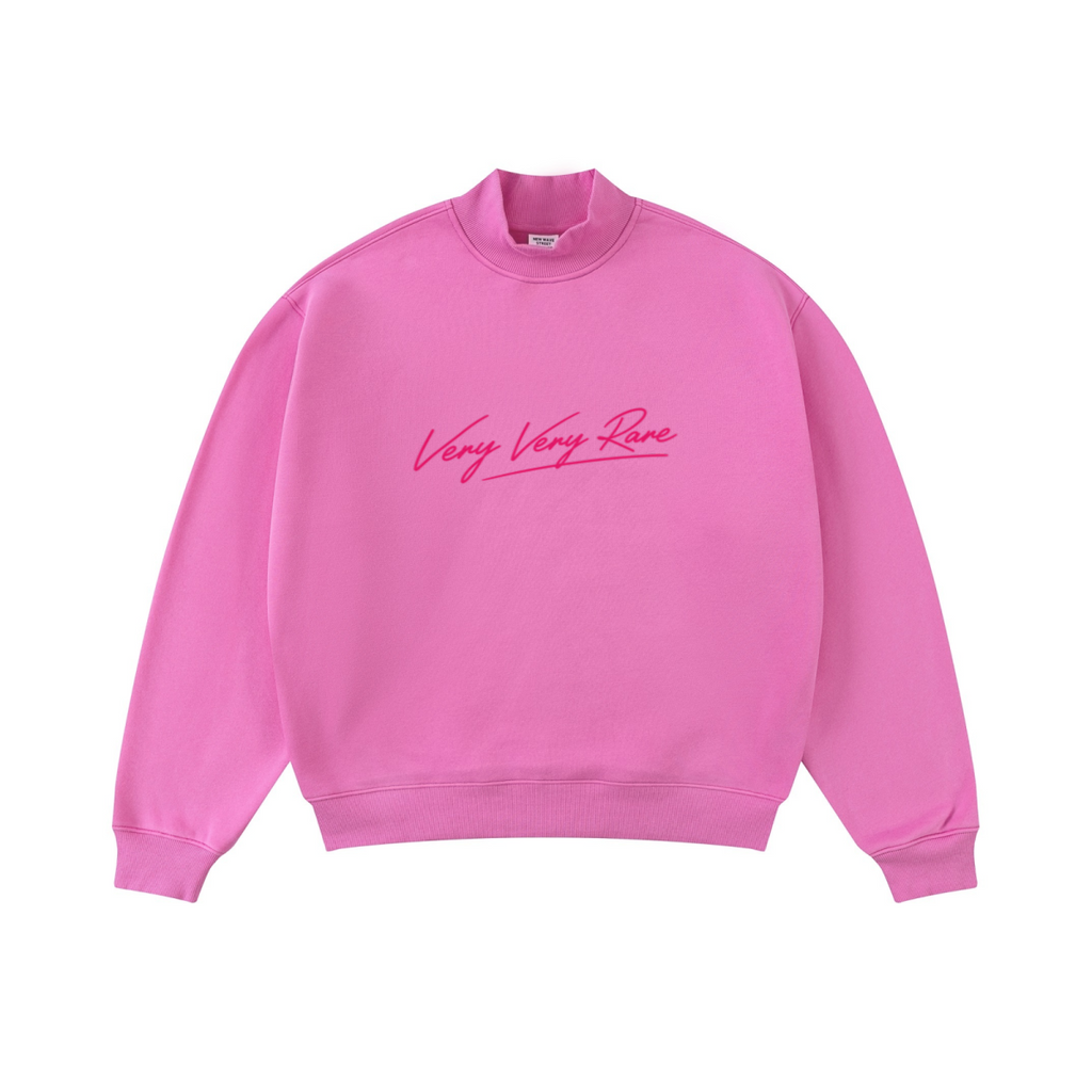 370GSM  Unisex Raw-Edge Ripped French Terry PP-Sprayed Sweatshirt Rose pink