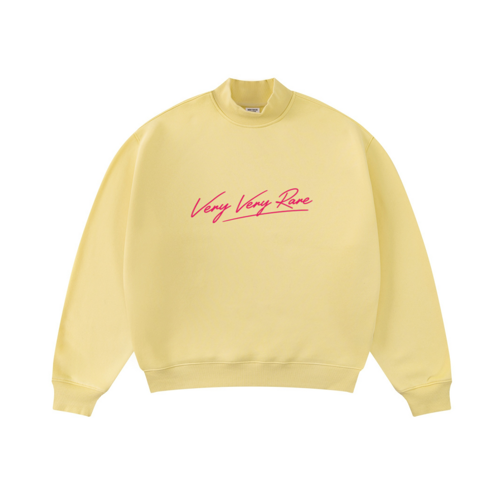 370GSM  Unisex Raw-Edge Ripped French Terry PP-Sprayed Sweatshirt Light Yellow
