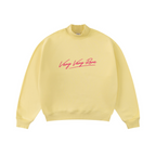 370GSM  Unisex Raw-Edge Ripped French Terry PP-Sprayed Sweatshirt Light Yellow