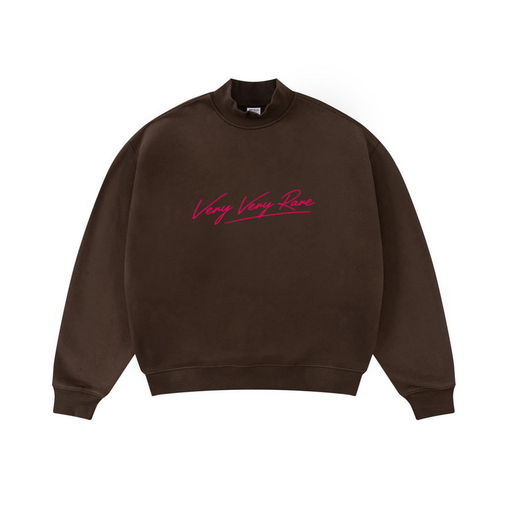 370GSM  Unisex Raw-Edge Ripped French Terry PP-Sprayed Sweatshirt Brown