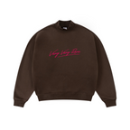 370GSM  Unisex Raw-Edge Ripped French Terry PP-Sprayed Sweatshirt Brown