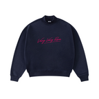 370GSM  Unisex Raw-Edge Ripped French Terry PP-Sprayed Sweatshirt Midnight Blue