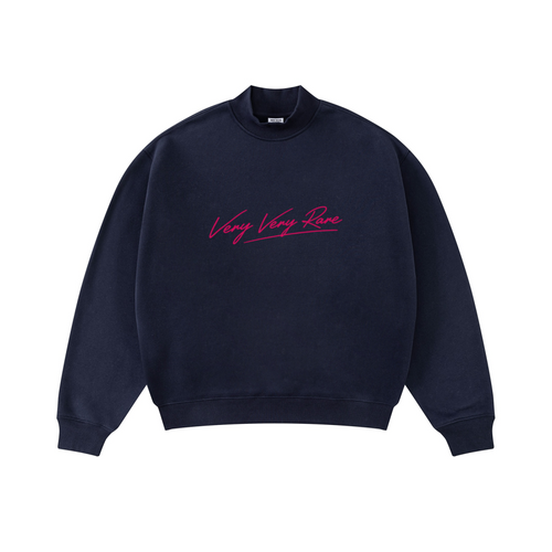 370GSM  Unisex Raw-Edge Ripped French Terry PP-Sprayed Sweatshirt Midnight Blue