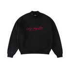 370GSM  Unisex Raw-Edge Ripped French Terry PP-Sprayed Sweatshirt Black