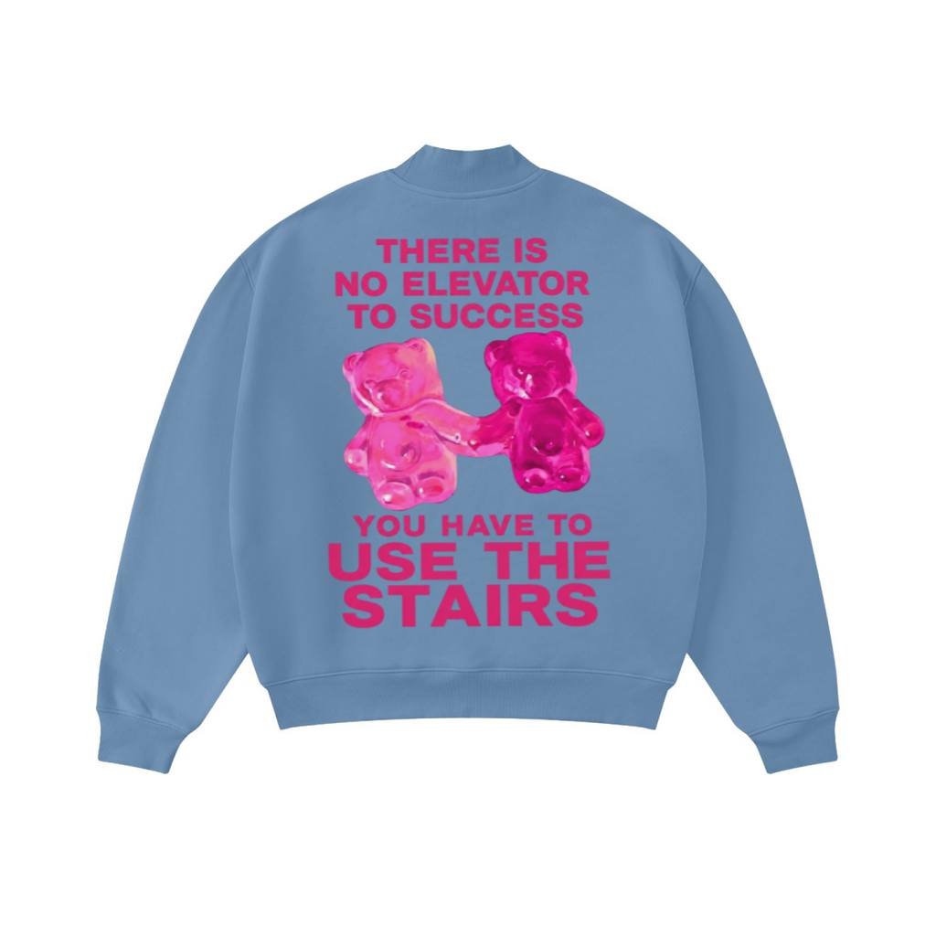 370GSM  Unisex Raw-Edge Ripped French Terry PP-Sprayed Sweatshirt Medium Blue