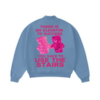 370GSM  Unisex Raw-Edge Ripped French Terry PP-Sprayed Sweatshirt Medium Blue