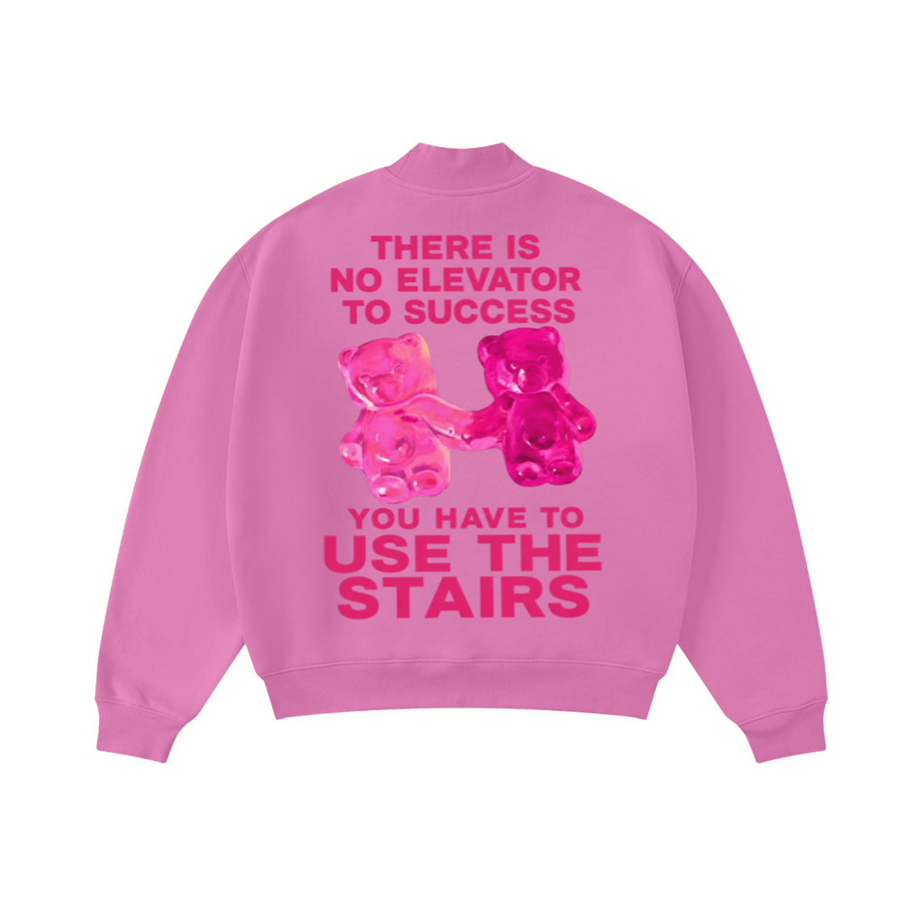 370GSM  Unisex Raw-Edge Ripped French Terry PP-Sprayed Sweatshirt Rose pink