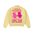 370GSM  Unisex Raw-Edge Ripped French Terry PP-Sprayed Sweatshirt Light Yellow