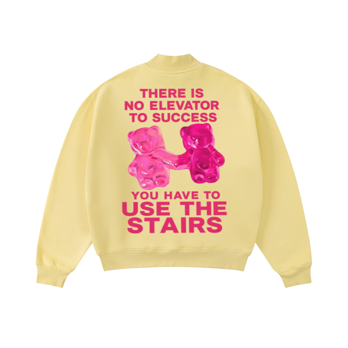 370GSM  Unisex Raw-Edge Ripped French Terry PP-Sprayed Sweatshirt Light Yellow