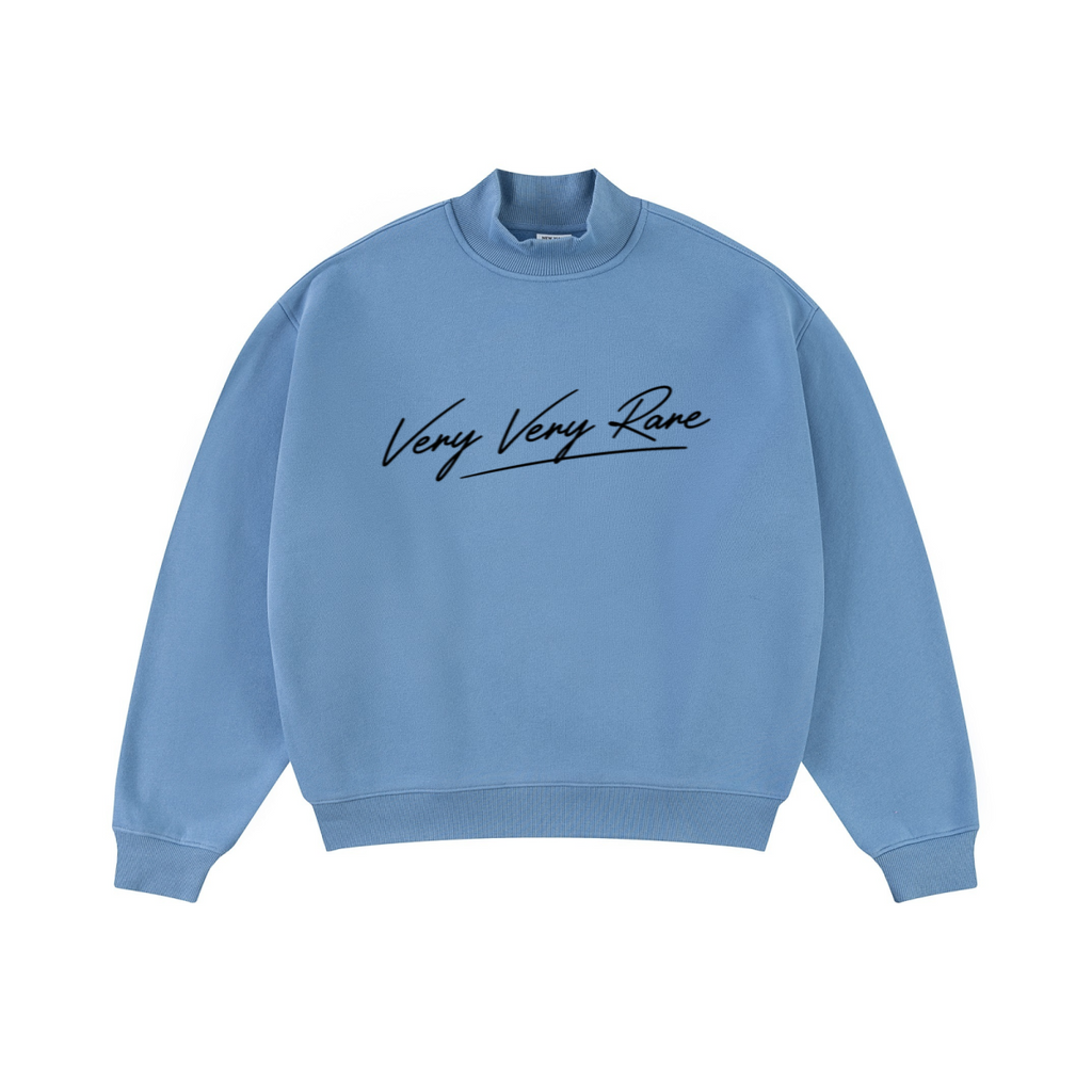 370GSM  Unisex Raw-Edge Ripped French Terry PP-Sprayed Sweatshirt Medium Blue