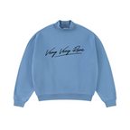 370GSM  Unisex Raw-Edge Ripped French Terry PP-Sprayed Sweatshirt Medium Blue