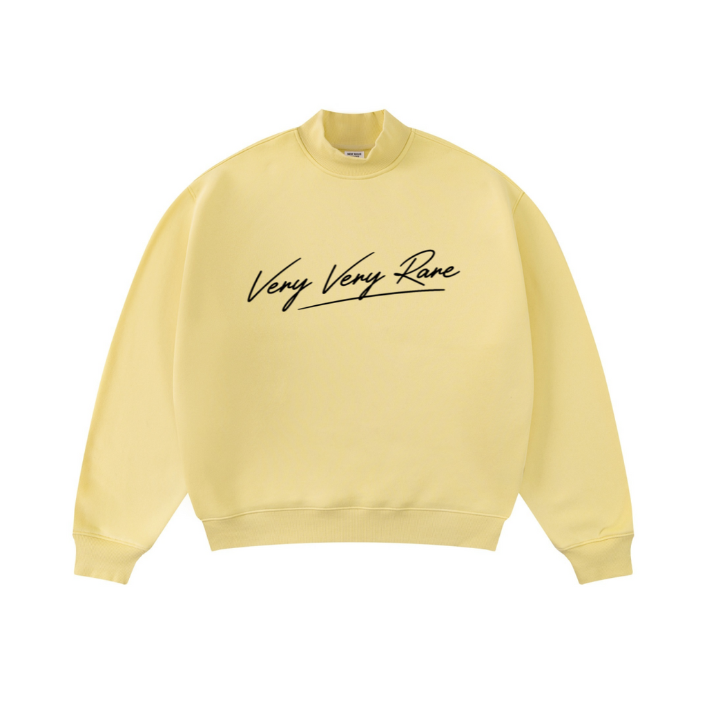 370GSM  Unisex Raw-Edge Ripped French Terry PP-Sprayed Sweatshirt Light Yellow