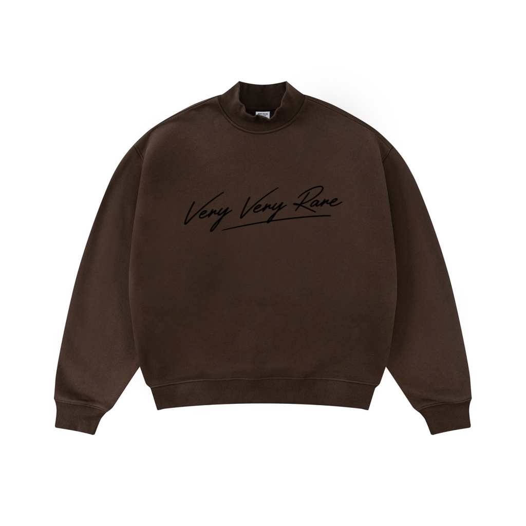 370GSM  Unisex Raw-Edge Ripped French Terry PP-Sprayed Sweatshirt Brown