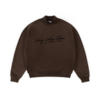 370GSM  Unisex Raw-Edge Ripped French Terry PP-Sprayed Sweatshirt Brown