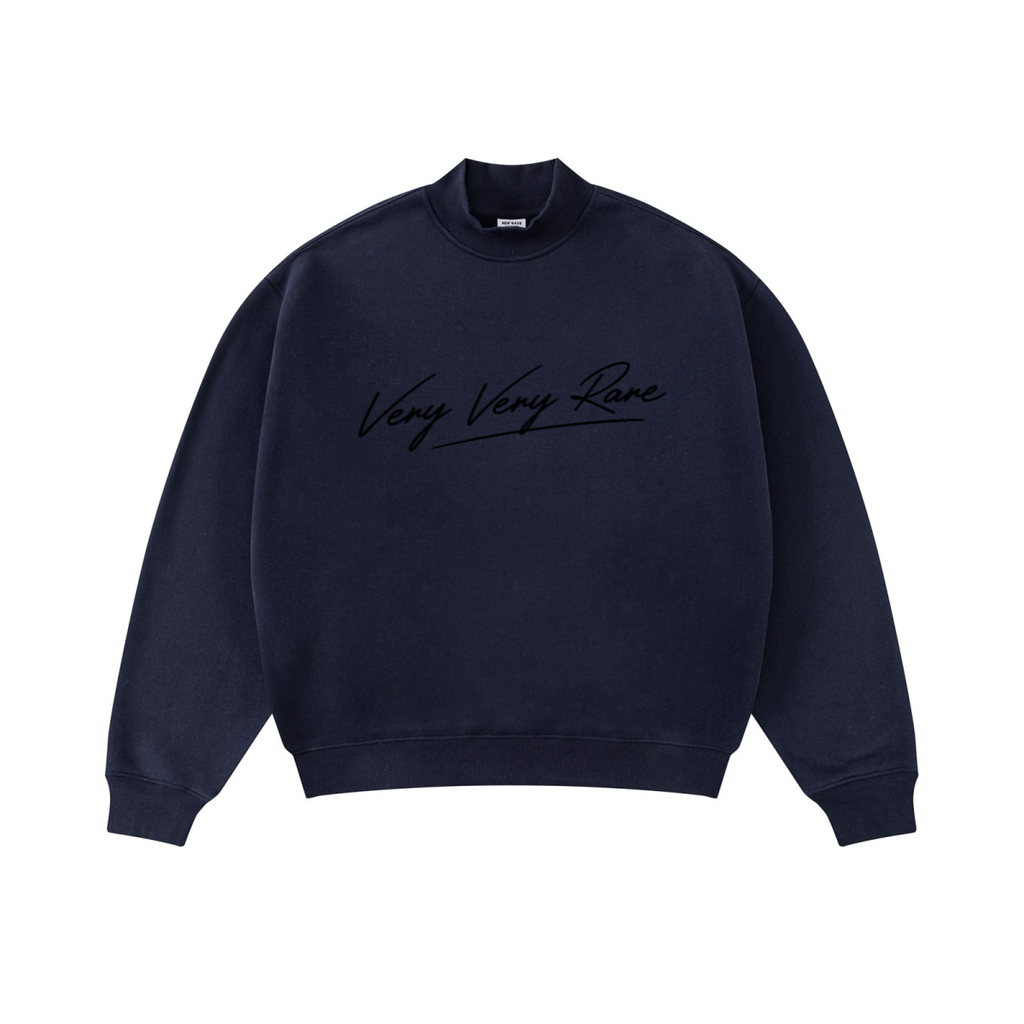 370GSM  Unisex Raw-Edge Ripped French Terry PP-Sprayed Sweatshirt Midnight Blue