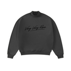 370GSM  Unisex Raw-Edge Ripped French Terry PP-Sprayed Sweatshirt Dark Grey