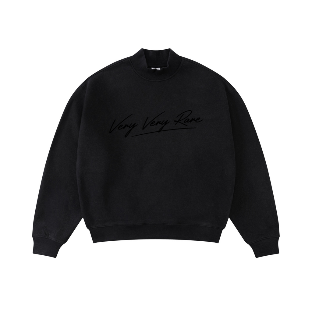 370GSM  Unisex Raw-Edge Ripped French Terry PP-Sprayed Sweatshirt Black