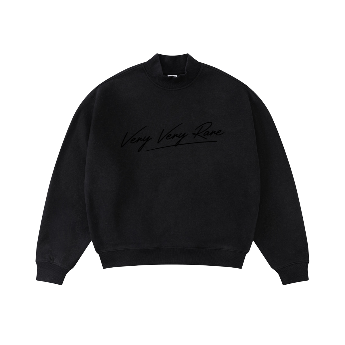 370GSM  Unisex Raw-Edge Ripped French Terry PP-Sprayed Sweatshirt Black