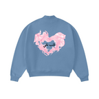370GSM  Unisex Raw-Edge Ripped French Terry PP-Sprayed Sweatshirt Medium Blue