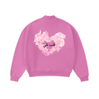 370GSM  Unisex Raw-Edge Ripped French Terry PP-Sprayed Sweatshirt Rose pink