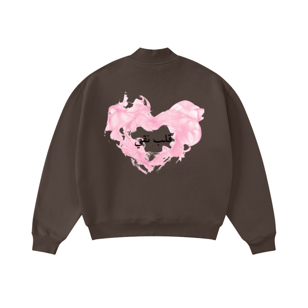 370GSM  Unisex Raw-Edge Ripped French Terry PP-Sprayed Sweatshirt Brown