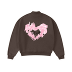 370GSM  Unisex Raw-Edge Ripped French Terry PP-Sprayed Sweatshirt Brown