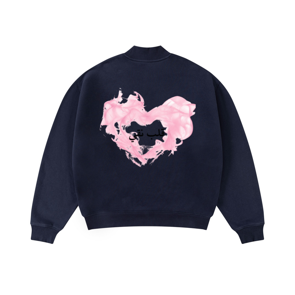370GSM  Unisex Raw-Edge Ripped French Terry PP-Sprayed Sweatshirt Midnight Blue