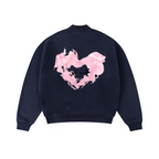 370GSM  Unisex Raw-Edge Ripped French Terry PP-Sprayed Sweatshirt Midnight Blue