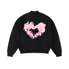 370GSM  Unisex Raw-Edge Ripped French Terry PP-Sprayed Sweatshirt Black