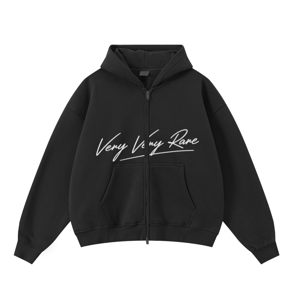 345GSM Unisex Boxy-Fit Double-Zip Hoodie Black