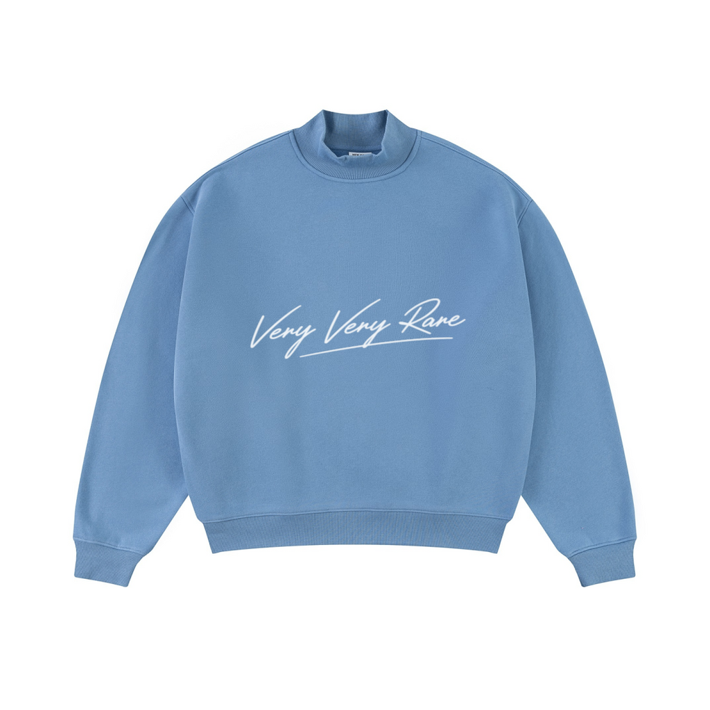 370GSM  Unisex Raw-Edge Ripped French Terry PP-Sprayed Sweatshirt Medium Blue