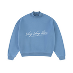 370GSM  Unisex Raw-Edge Ripped French Terry PP-Sprayed Sweatshirt Medium Blue
