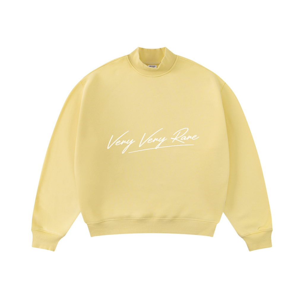 370GSM  Unisex Raw-Edge Ripped French Terry PP-Sprayed Sweatshirt Light Yellow