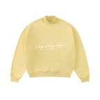 370GSM  Unisex Raw-Edge Ripped French Terry PP-Sprayed Sweatshirt Light Yellow