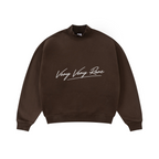 370GSM  Unisex Raw-Edge Ripped French Terry PP-Sprayed Sweatshirt Brown
