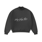 370GSM  Unisex Raw-Edge Ripped French Terry PP-Sprayed Sweatshirt Dark Grey