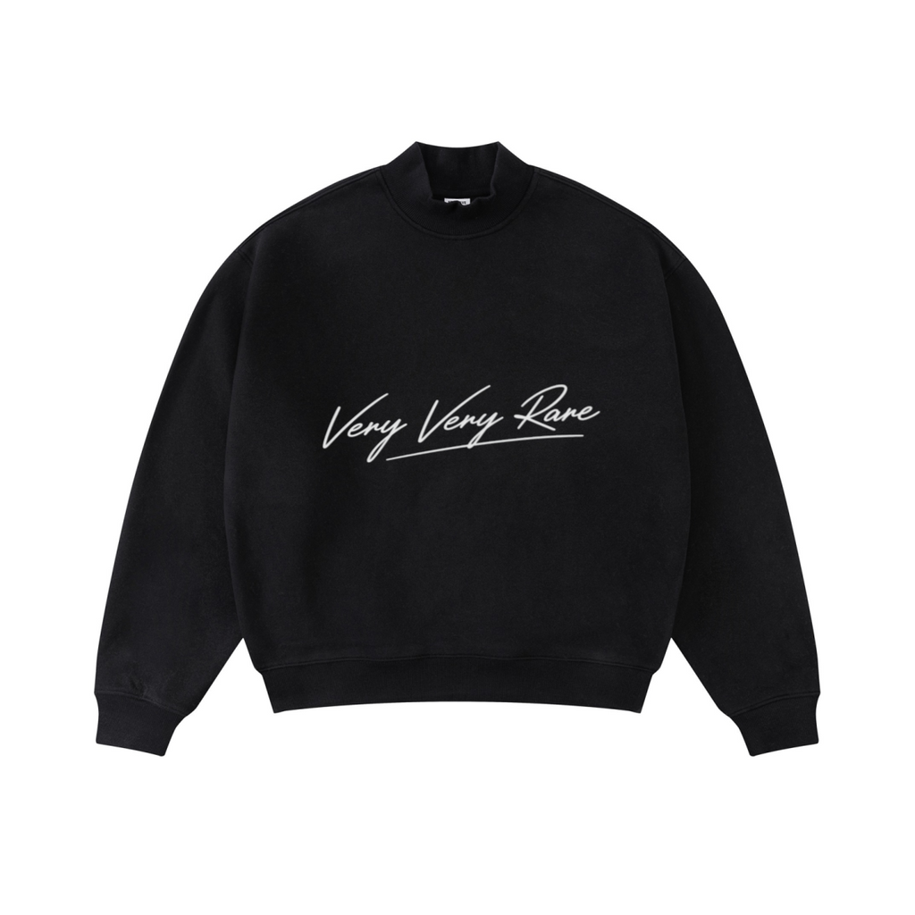 370GSM  Unisex Raw-Edge Ripped French Terry PP-Sprayed Sweatshirt Black