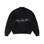 370GSM  Unisex Raw-Edge Ripped French Terry PP-Sprayed Sweatshirt Black