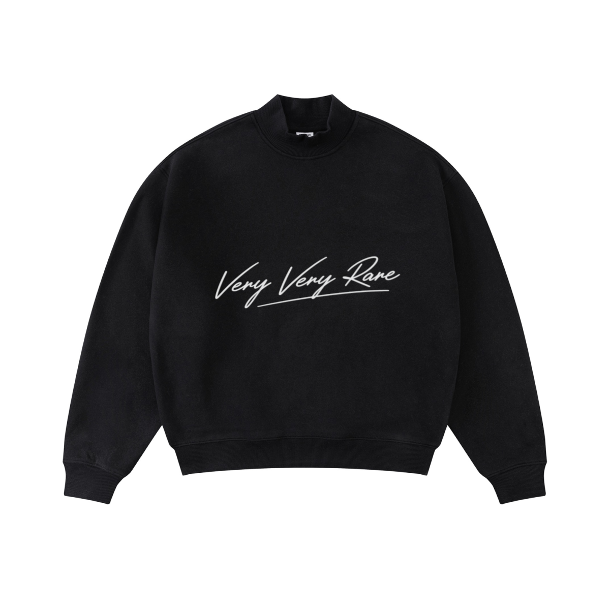 370GSM  Unisex Raw-Edge Ripped French Terry PP-Sprayed Sweatshirt Black