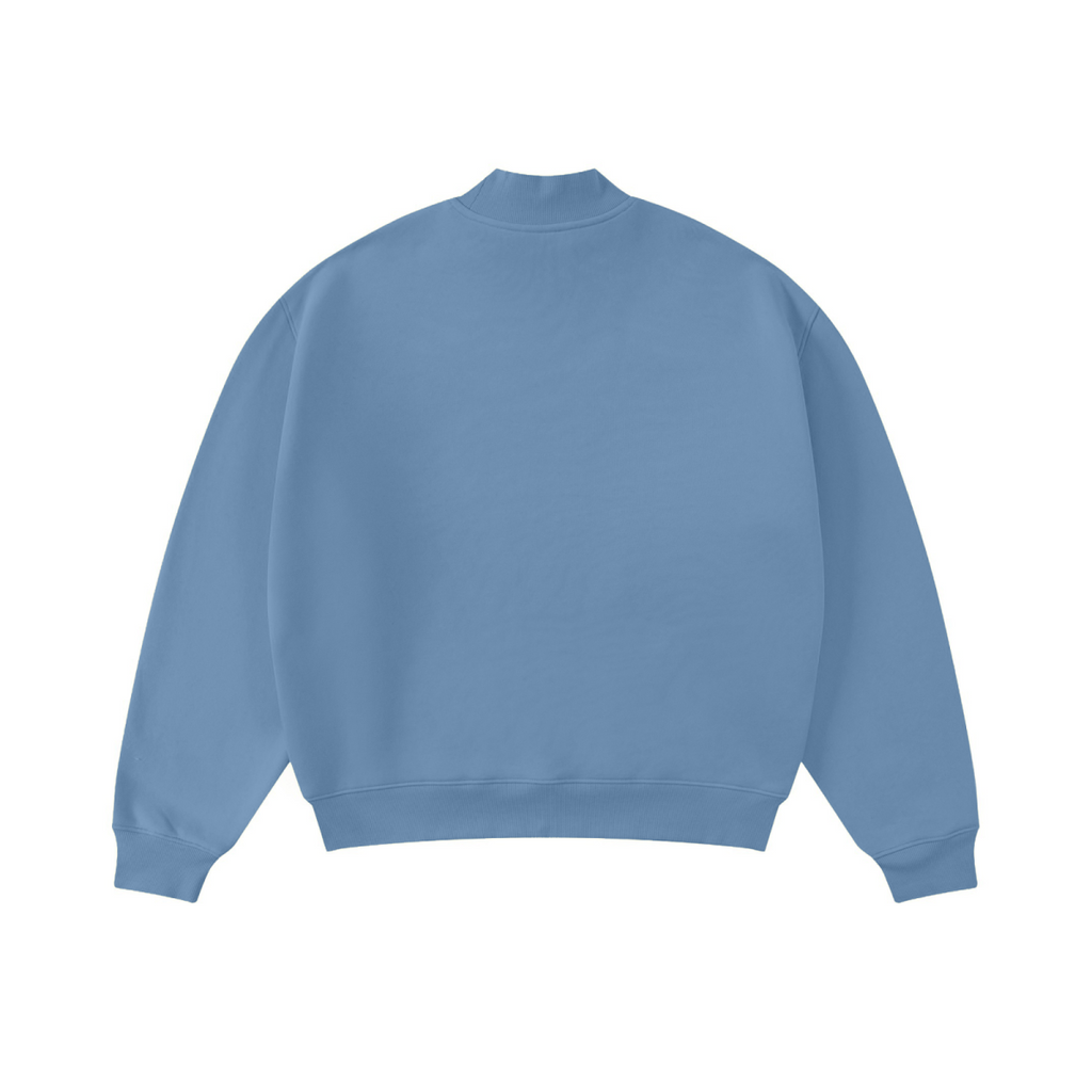 370GSM  Unisex Raw-Edge Ripped French Terry PP-Sprayed Sweatshirt Medium Blue