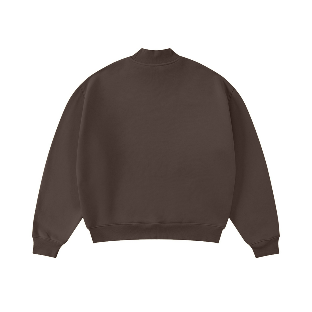 370GSM  Unisex Raw-Edge Ripped French Terry PP-Sprayed Sweatshirt Brown