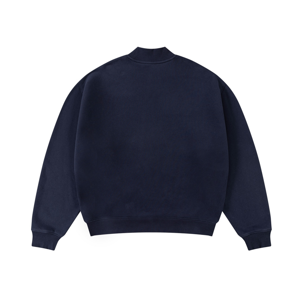 370GSM  Unisex Raw-Edge Ripped French Terry PP-Sprayed Sweatshirt Midnight Blue