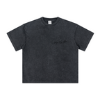 260GSM Unisex Heavyweight Re-Washed Distressed Crew Neck T-shirt Snowflake