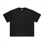 260GSM Unisex Heavyweight Re-Washed Distressed Crew Neck T-shirt Black