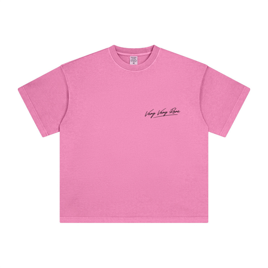260GSM Unisex Heavyweight Re-Washed Distressed Crew Neck T-shirt Pink