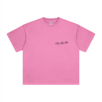 260GSM Unisex Heavyweight Re-Washed Distressed Crew Neck T-shirt Pink