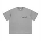 260GSM Unisex Heavyweight Re-Washed Distressed Crew Neck T-shirt Medium Grey