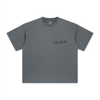 260GSM Unisex Heavyweight Re-Washed Distressed Crew Neck T-shirt Slate blue